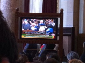 Members of the Robinson family commemorate Jackie Robinson at the Los Angeles City Council meeting on April 11, 2014